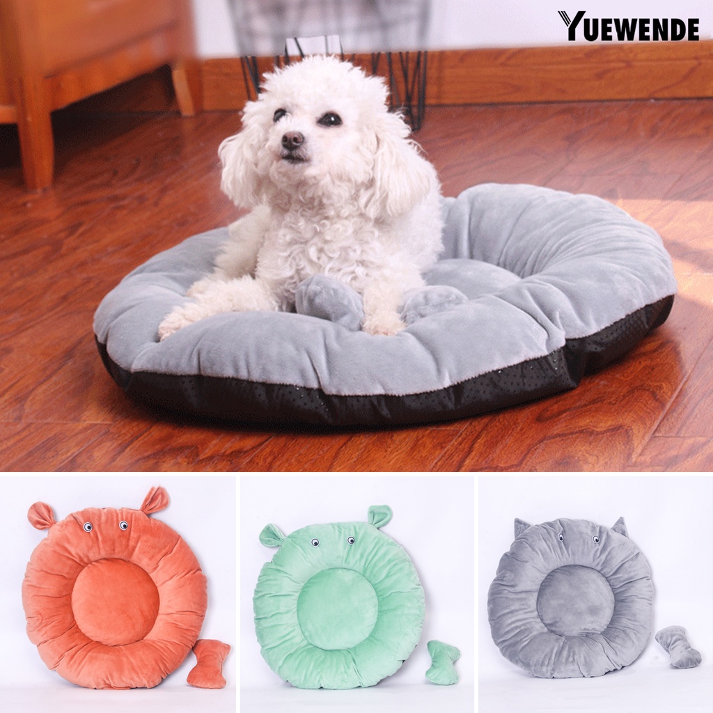 Đệm Ngủ Giữ Ấm Chống Trượt Hình Tròn Bằng Vải Bông Mềm Mại Thoải Mái Cho Thú Cưng