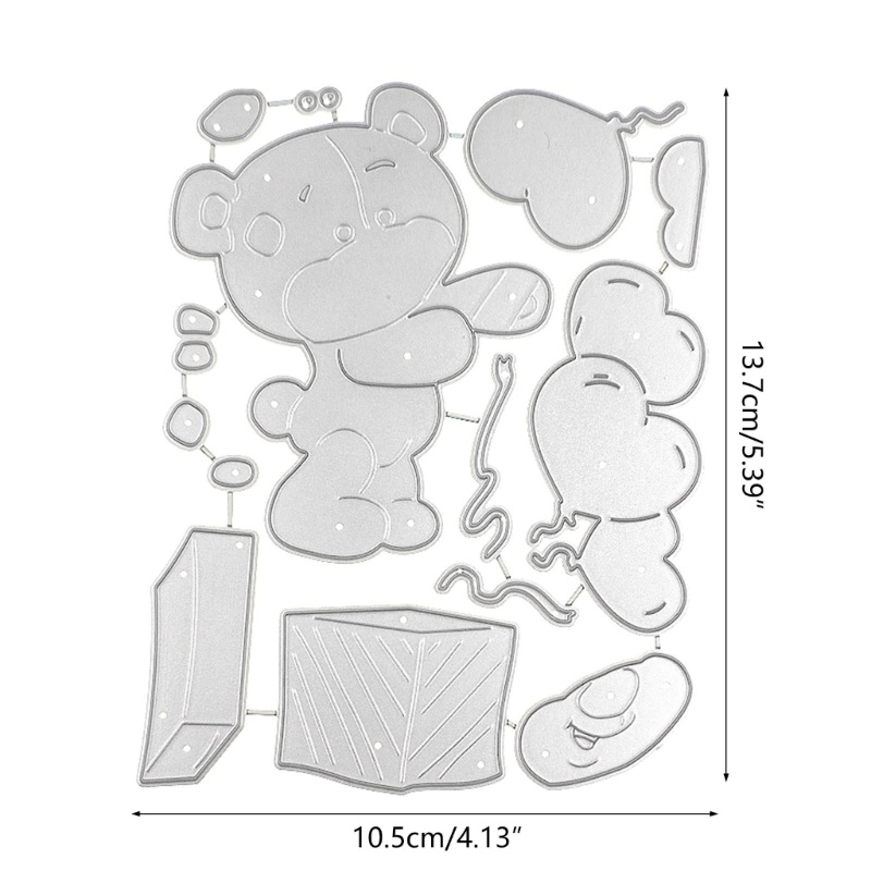 Khuôn Cắt Giấy Kim Loại Trang Trí Hình Gấu Và Bong Bóng