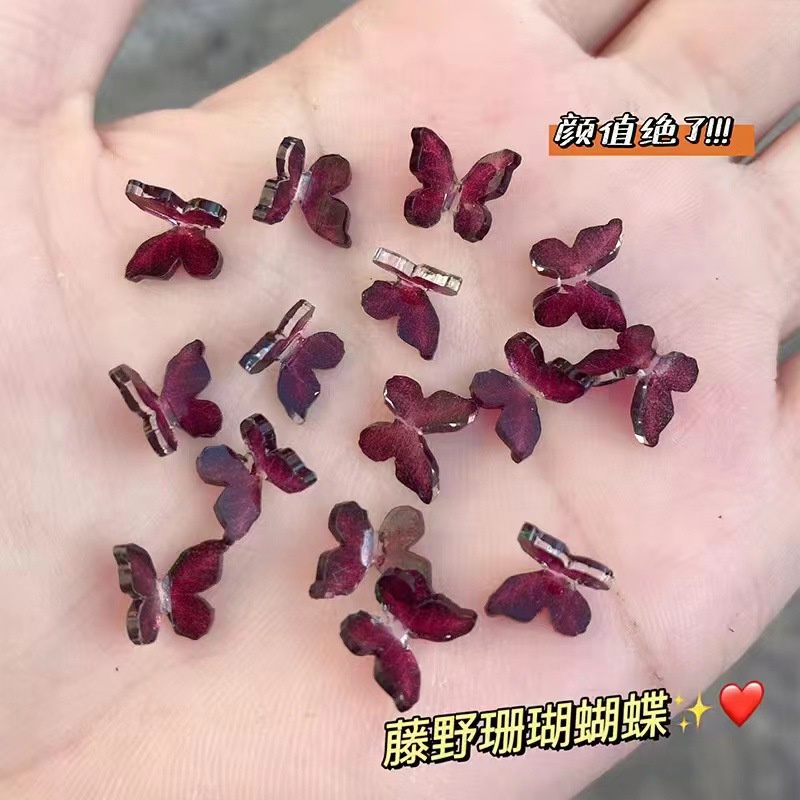 Vật Liệu Trang Trí Móng Tay Nghệ Thuật Bằng Mây San Hô Hình Hoa Trà Đỏ Cô Gái Hoang Dã