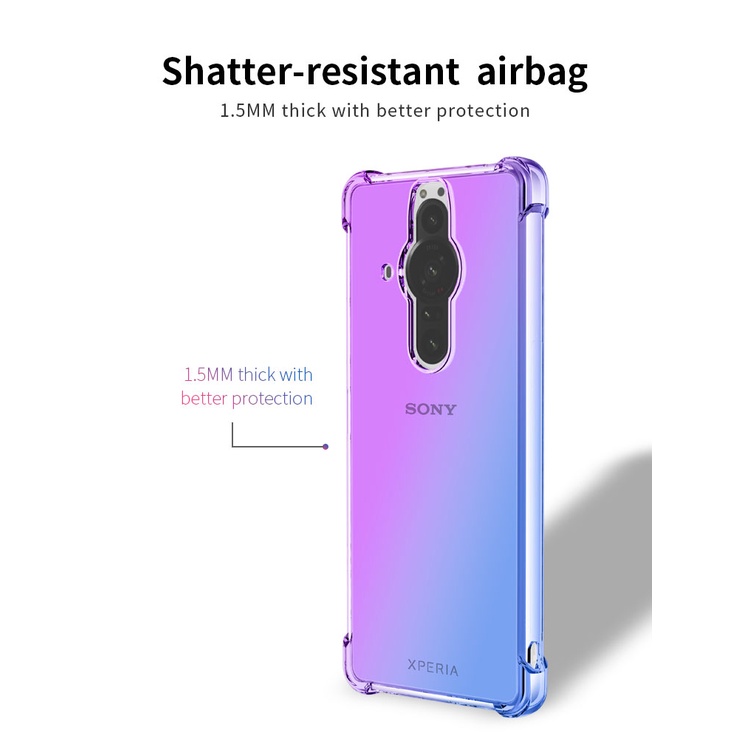 Ốp Điện Thoại TPU Silicone Dẻo Trong Suốt Màu Gradient Có Túi Khí Chống Sốc / Trầy Xước Cho Sony Xperia 1 5 10 V IV Xperia Pro-I 1 V