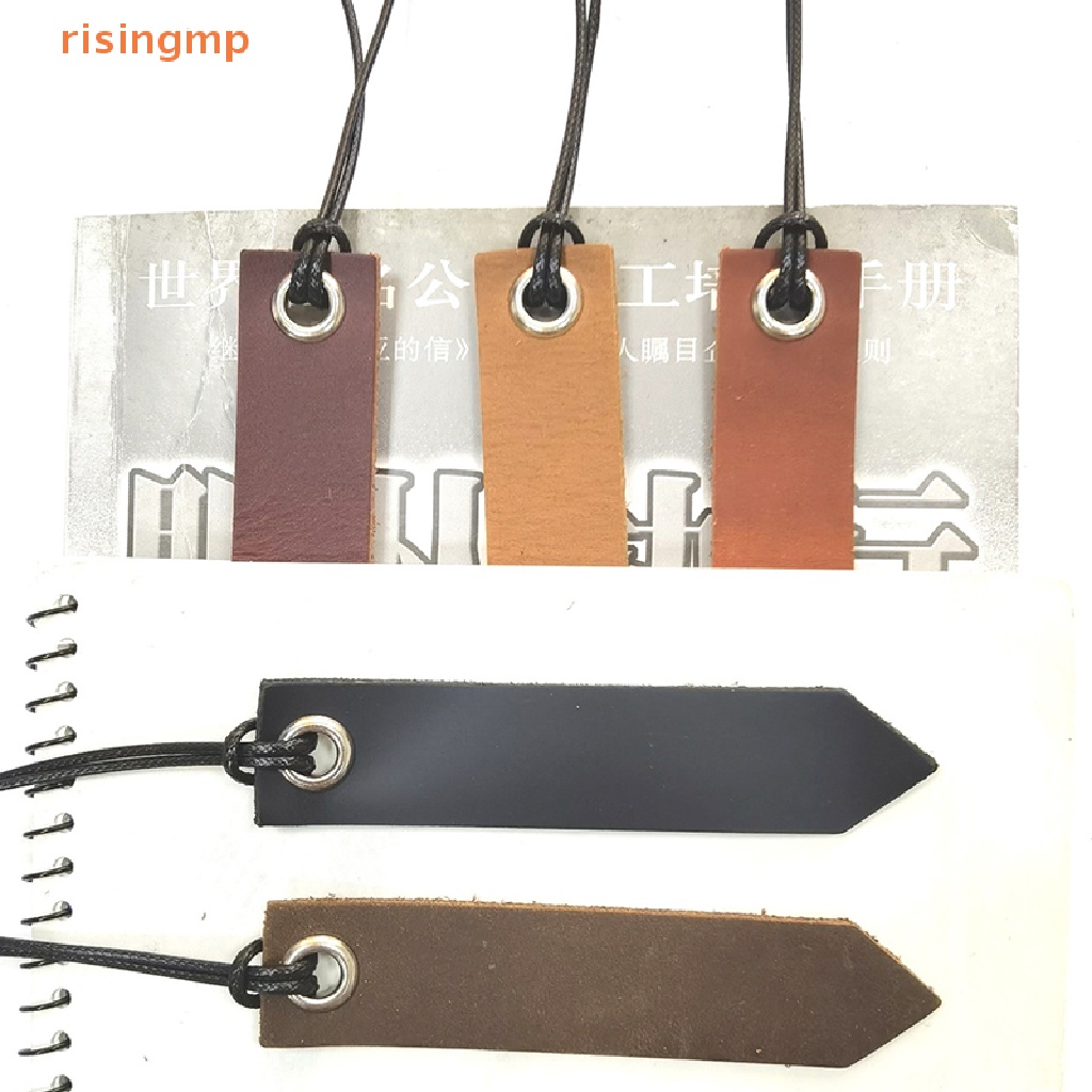 [risingmp] Thẻ Đánh Dấu Trang Sách Ghi Nhớ Retro Bằng Da Mặt Dây Có Kẹp Giấy / Sách Giáo Viên Trường Học