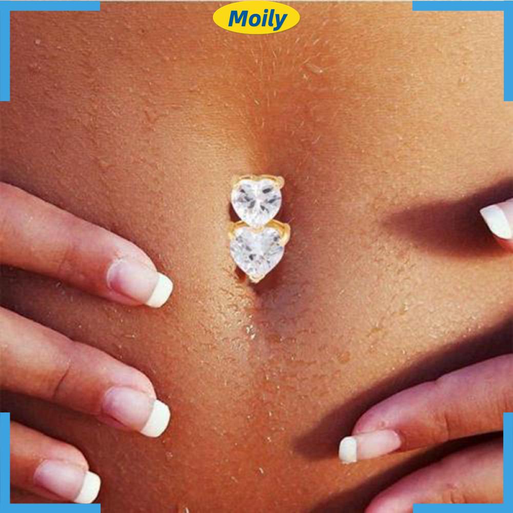 Khuyên Rốn Hình Trái Tim Đính Đá Thời Trang Cho Nữ