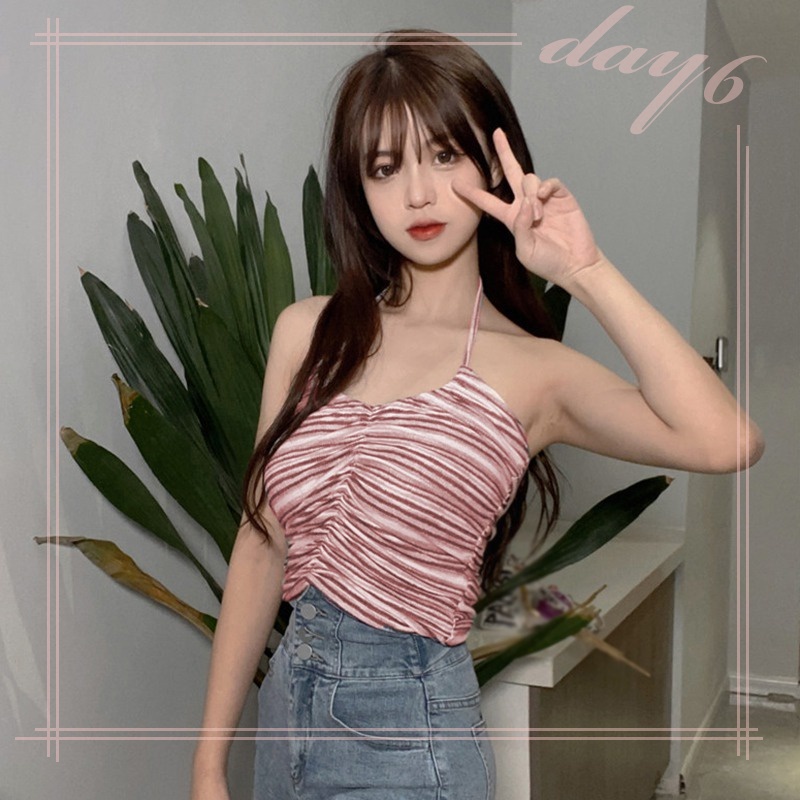 Áo Tank Top Hai Dây Họa Tiết Kẻ Sọc Phong Cách Hàn Quốc Thời Trang Cho Nữ