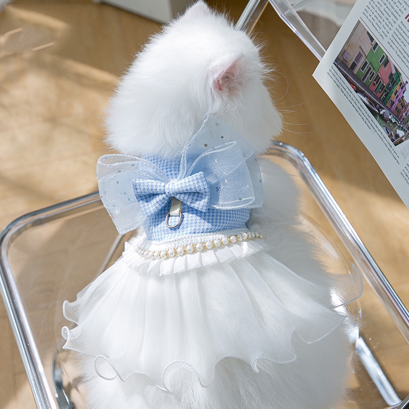 Đầm Công Chúa Đính Nơ Phối Ren Và Ngọc Trai Thời Trang Xinh Xắn Cho Cún Cưng Shih Tzu