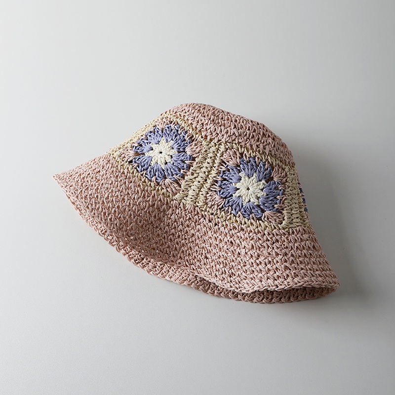 Nón Tai Bèo Đan Cói Thủ Công Họa Tiết Hoa Xinh Xắn Thời Trang Hàn Quốc