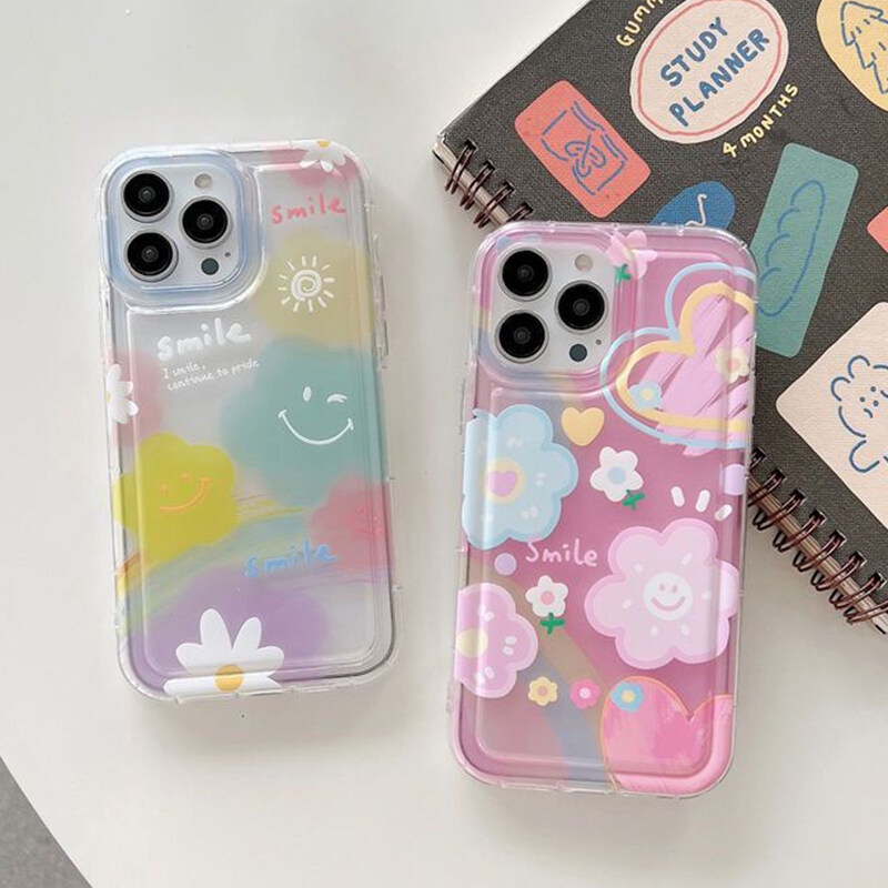 Ốp Điện Thoại TPU Mềm Trong Suốt Hình Mặt Cười Cầu Vồng Cho IPhone 14 Pro Max 13 12 11 Pro XS Max X XR 7 8 6 6S Plus