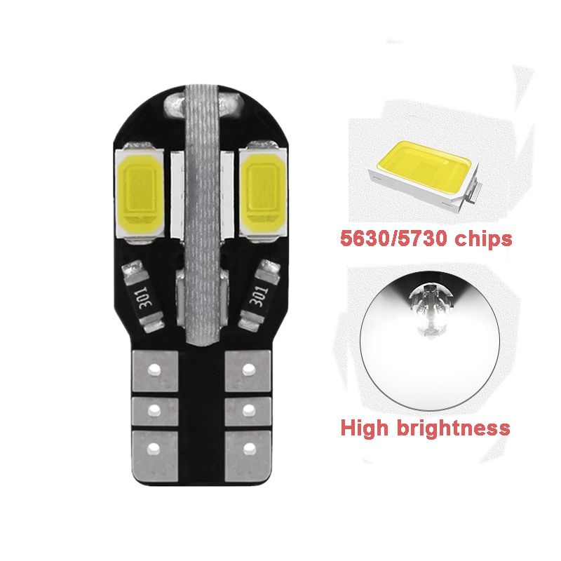 Set 10 Bóng Đèn Led T10 W5W 12V 5730 5630 8 Kênh Chuyên Dụng Cho Xe Hơi