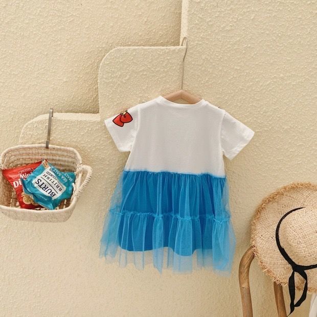 Đầm Công Chúa 2023 Tay Ngắn In Họa Tiết Hoạt Hình Dễ Thương Cho Bé Gái 2-9 Tuổi