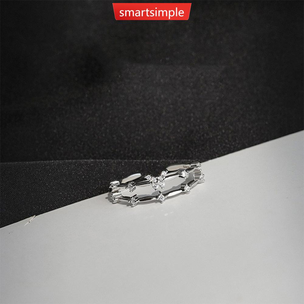 Nhẫn Hở Mạ Bạc N9V9 Đính Đá Zircon Đơn Giản Sang Trọng