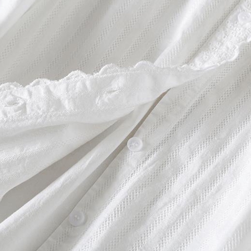 Áo Sơ Mi Phối Ren Thiết Kế Tối Giản Thoải Mái Thoáng Khí