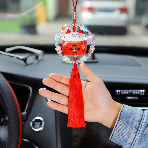 Mặt Dây Chuyền Hình Mèo May Mắn Sáng Tạo Trang Trí Xe Hơi