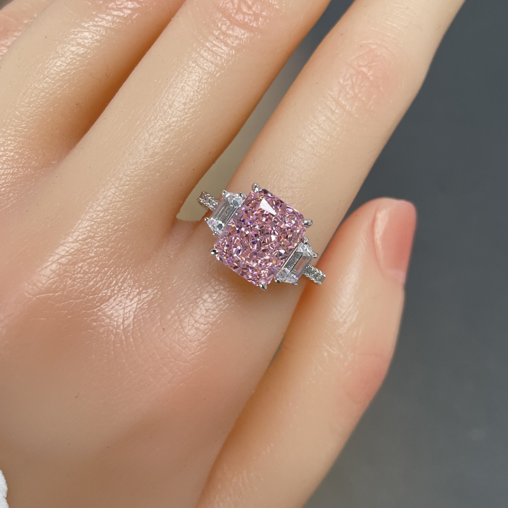 Nhẫn  Bạc 925 Đính Kim Cương Nhân Tạo 8 * 10