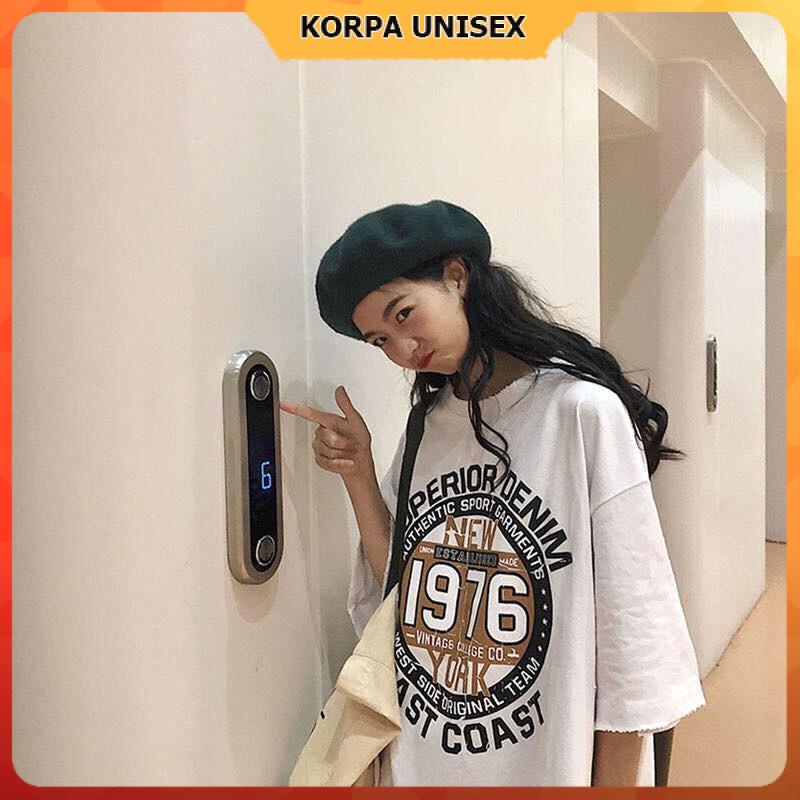 Áo thun tay lỡ form rộng in hoạ tiết chữ DENIM 1976 - phông ulzzang unisex nam nữ đều mặc được