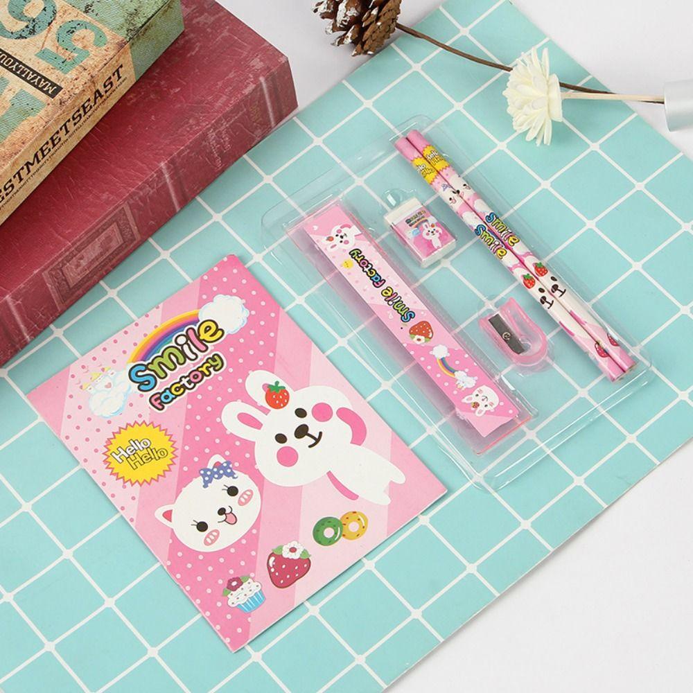 Bộ Thước Kẻ Kèm Gôm Tẩy Hình Hoạt Hình Đáng Yêu Dành Cho Trẻ Em