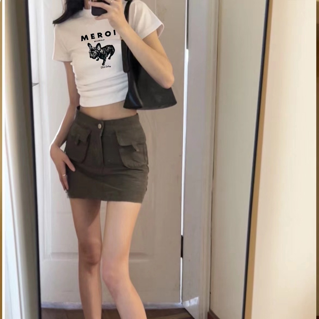 Áo Thun Croptop Tay Ngắn Dáng Ôm Thời Trang Mùa Hè Cho Nữ