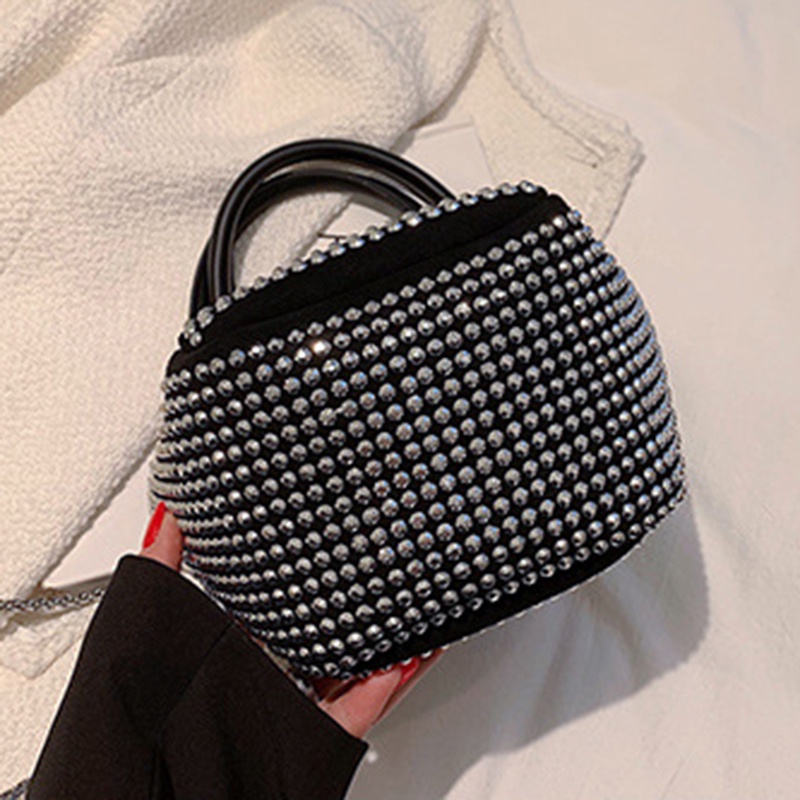 Túi Xách bucket Đeo Vai Đính Đá Lấp Lánh Thời Trang Cao Cấp Cho Nữ