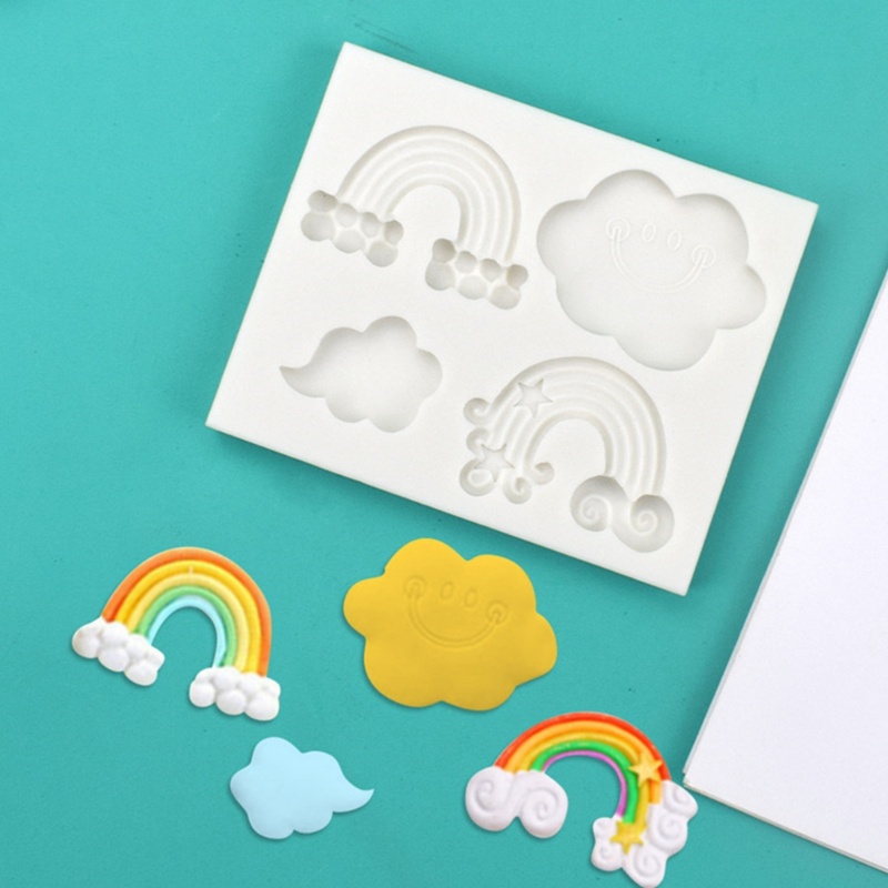Khuôn Silicone Linh Hoạt Tạo Hình Đám Mây / Cầu Vồng Làm Kẹo Đất Sét Resi