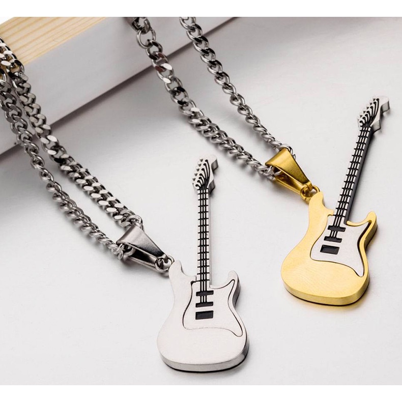 Vòng cổ Inox Mặt Đàn Guitar Điện Sáng Tạo Unisex