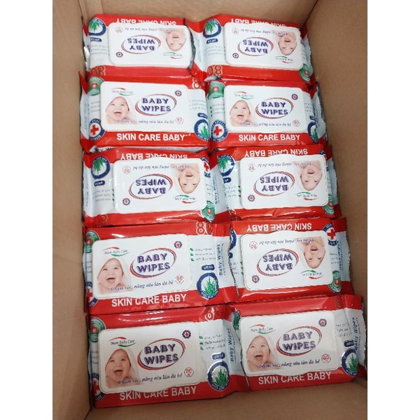 1 Thùng 50 Gói Khăn Ướt Baby wipes 80g ( Trợ Ship 70k )