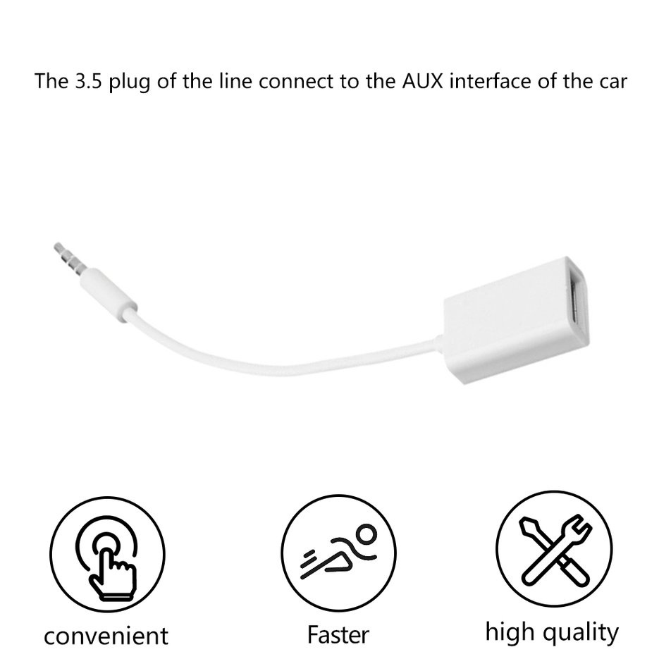 ✱BEST✱ 3.5mm Male AUX Audio Plug Jack To USB 2.0 Female Converter Cable Cord Car MP3