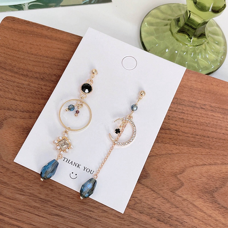 Bông Tai Dáng Dài Hình Tròn Đính Pha Lê Lấp Lánh Thời Trang Cho Nữ