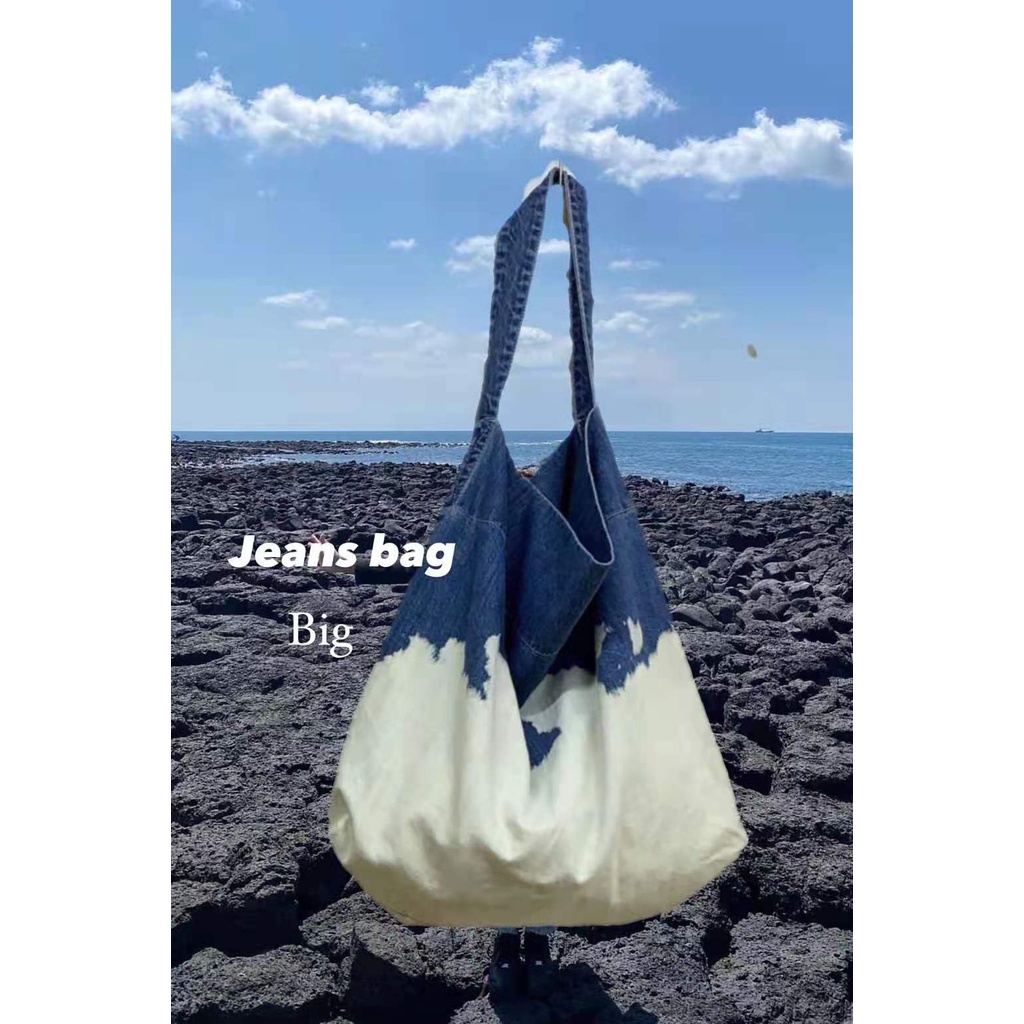 Túi Xách Vải Jean Cỡ Lớn Màu Gradient Thời Trang Cho Nữ