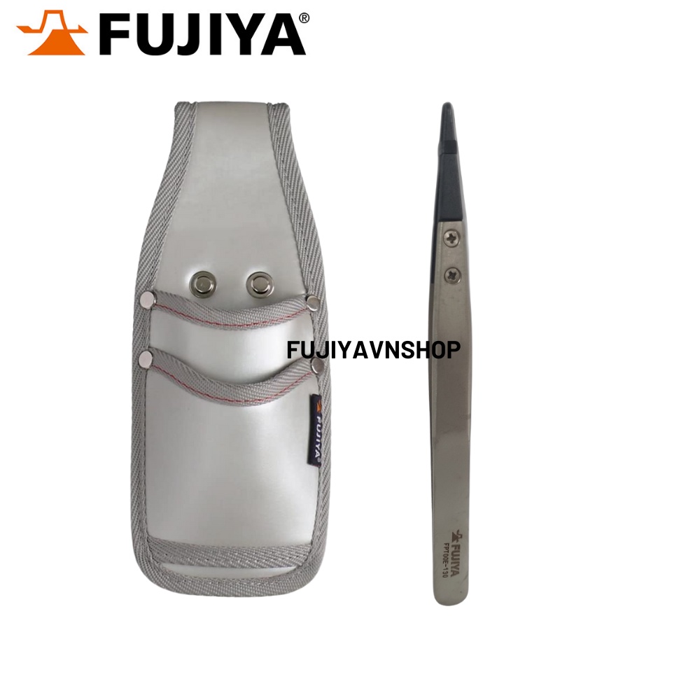 COMBO 1 Túi đồ nghề Fujiya - PS-82AW (2 ngăn) VÀ 1 Cây nhíp kỹ thuật tĩnh điện mũi thẳng Fujiya FPT00E-130