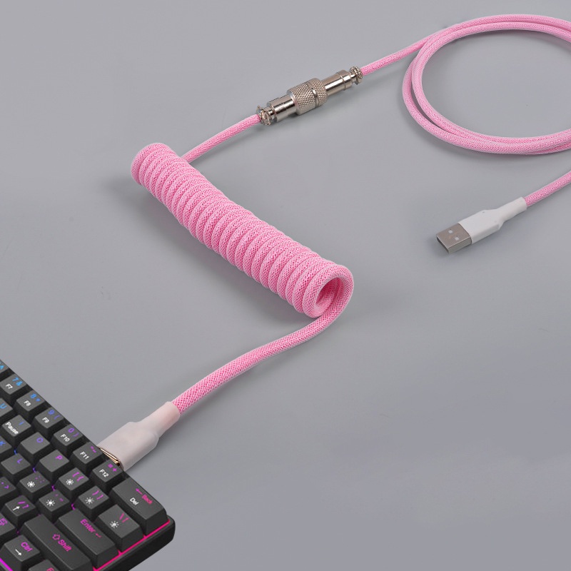 Tùy chỉnh một lớp PET cơ khí bàn phím cuộn USB để loại C Mini Mini xoắn ốc cáp đầy màu sắc GX12 Aeroscoket