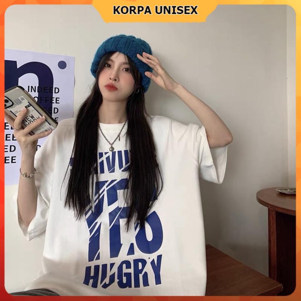 Áo thun tay lỡ form rộng in họa tiết chữ YES HUGRY - phông ulzzang unisex nam nữ đều mặc được