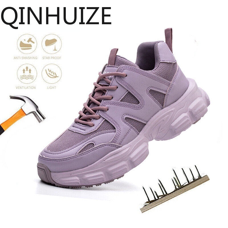 Qinhuize Giày Bảo Hộ Lao Động Chống Va Chạm An Toàn Bốn Mùa Cho Nữ