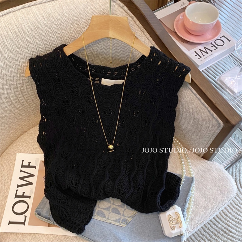Áo Dệt Kim Không Tay Thiết Kế Mới Thời Trang Mùa Xuân 2023 Dành Cho Nữ