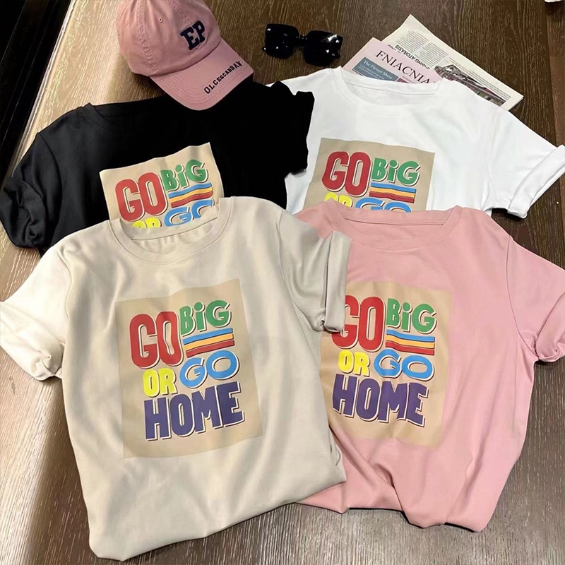 NRVP Áo Thun 100% Cotton Ngắn Tay Form Rộng Phong Cách Hàn Quốc Dành Cho Nữ