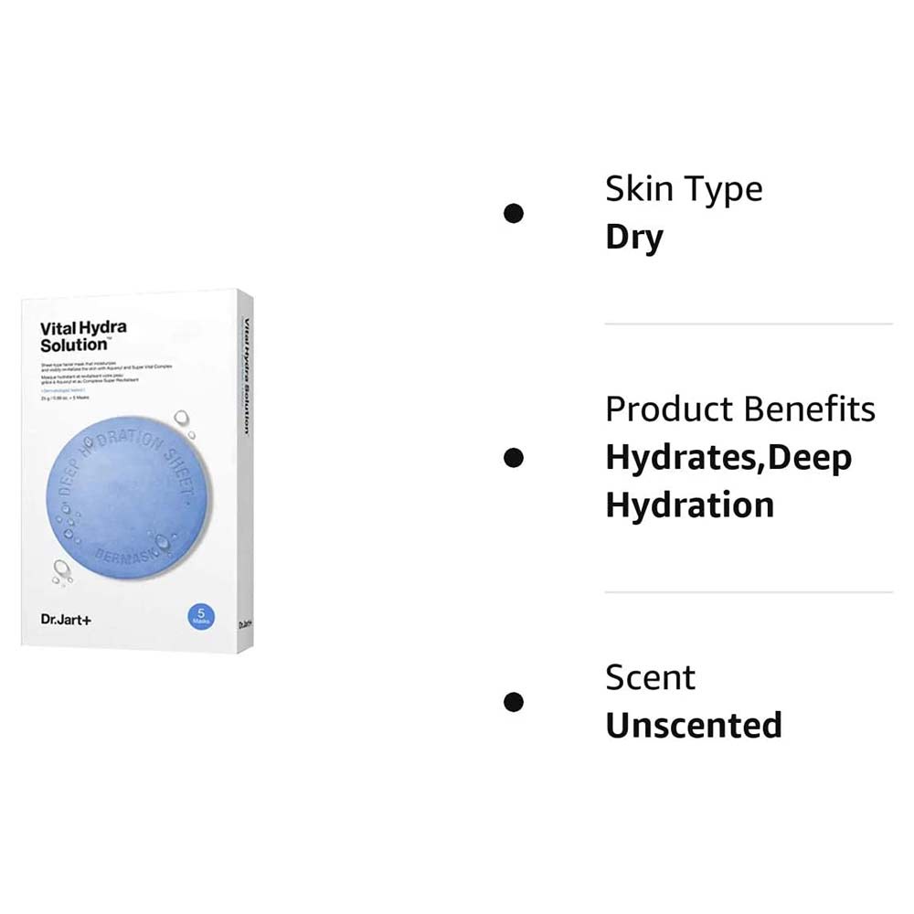 Dr.Jart+ Deep Hydration Sheet Mask, 25g/0.9oz x 5ea