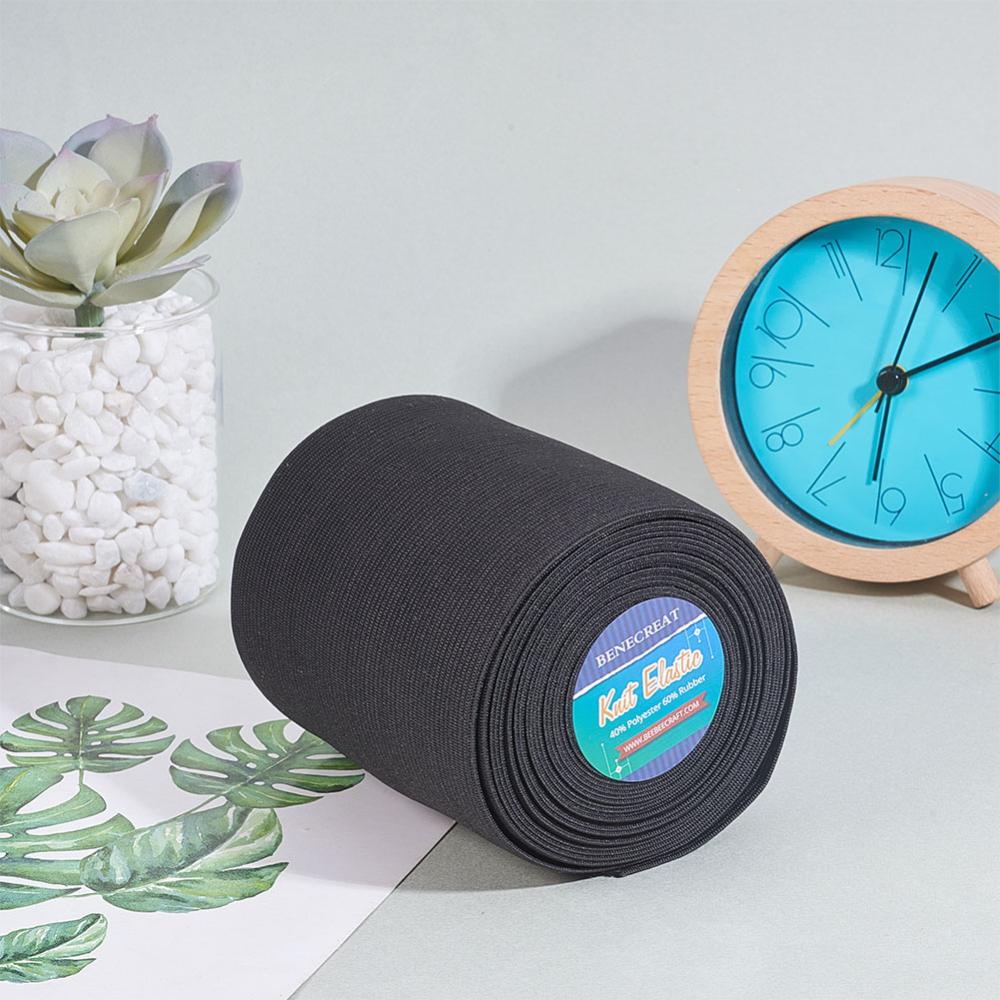 Cuộn Dây Thun Bản Rộng 100mm Dài 5M / 5.5 Yards Màu Đen Co Giãn Tốt Chuyên Dụng May Vá Quần Áo