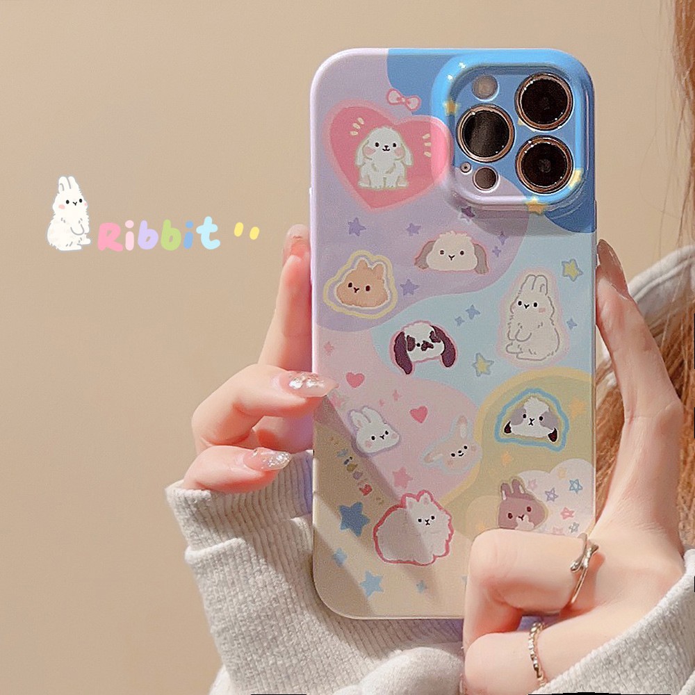 Dễ Thương Ốp Điện Thoại Cứng Chống Ố Vàng Hình Thỏ Hoạt Họa Cho iphone 7 8 plus x xr xs 11 12 13 14 15 pro max se 2020