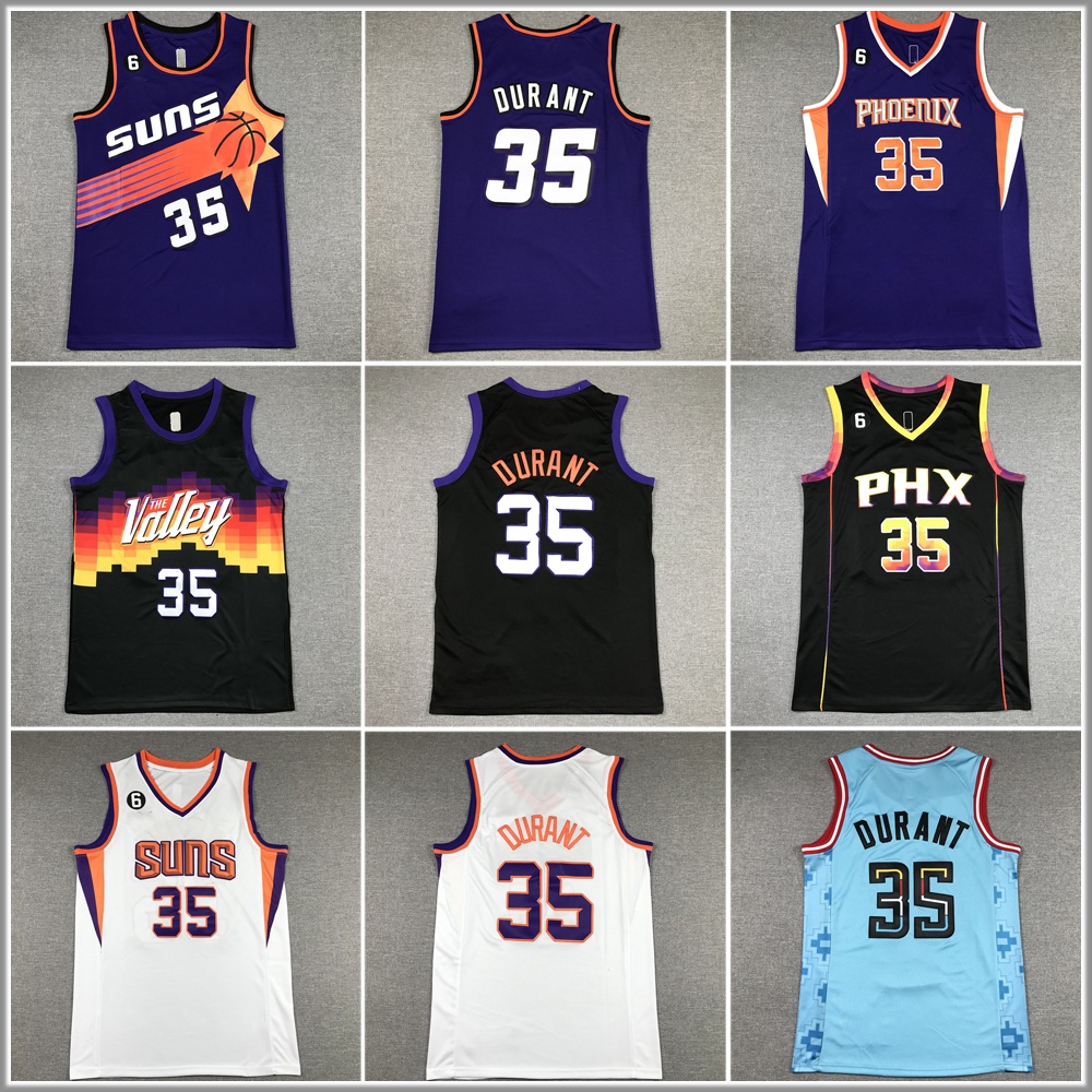 Áo Bóng Rổ Họa Tiết Thêu Phoenix Suns No.35 Durant Jersey Cho Nam
