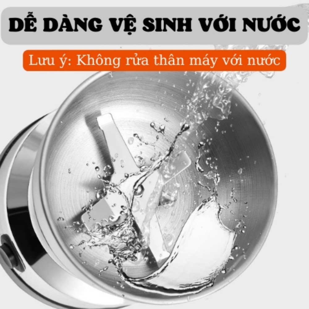 Máy Xay Hạt Khô Tiêu Chuẩn Châu Âu, Xay Ngũ Cốc Mini Công Suất 300w Lưỡi Dao 6 Cánh Thân Máy Bằng Thép Không Gỉ