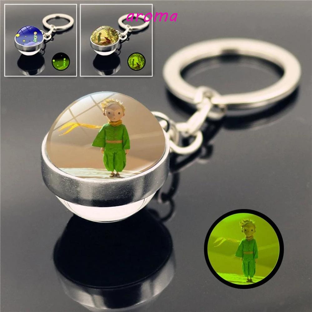Móc Khóa Hoàng Tử Bé Có Đèn Led 12 Kiểu Bằng Kính Trong Bóng Tối
