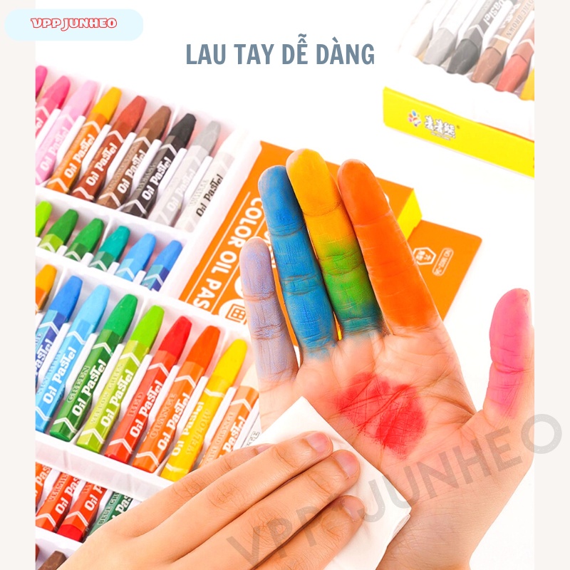 Bút sáp dầu học sinh màu sắc tươi sáng - Bút tô màu không độc hại, bám giấy tốt - bộ 12/18/24/36 màu BS08