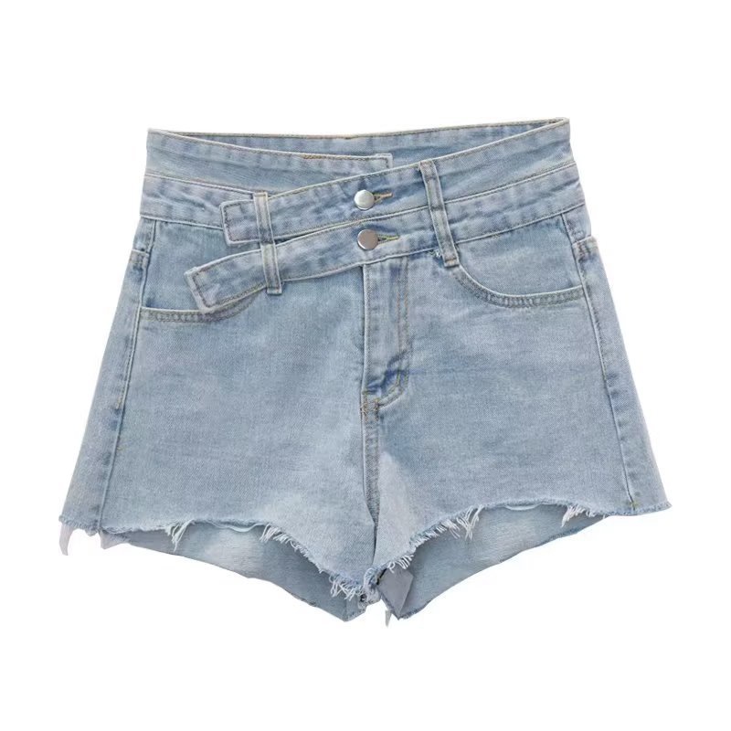 IELGY   Quần Short denim Lưng Cao Dáng Ôm plus size Cho Nữ