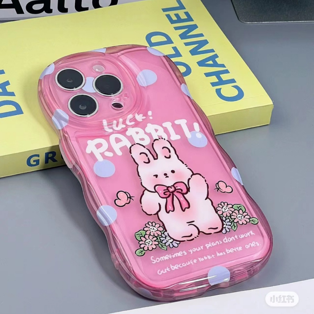 ✅Ốp Điện Thoại Mềm Chống Sốc Họa Tiết Chấm Bi / Thỏ Hồng 3UML Cho iPhone14promax 13 / 11 12 / 7 / 8