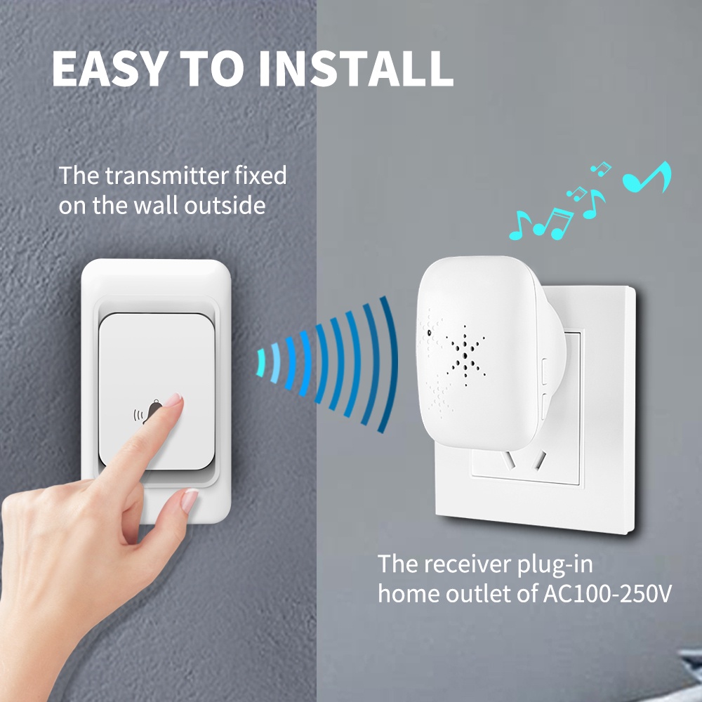 Chuông Cửa Không Dây 300M Phạm Vi 38 Chuông Cắm US