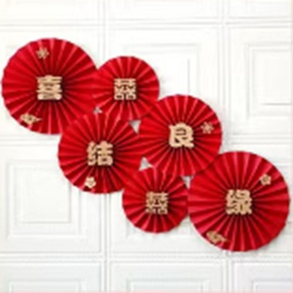 Set 6 Quạt Giấy Nghệ Thuật Handmade Phong Cách Trung Hoa Cổ Điển Trang Trí Phòng Ngủ / Tiệc Cưới