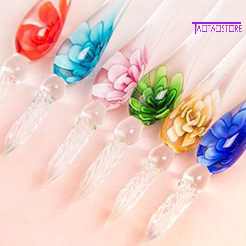 1 Bộ Bút Máy Dạng Hoa Pha Lê Mịn Màng Cầm Tay Kèm Mực In