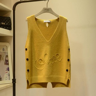 Autumn New Korean Versatile V-neck Sweater Tank Top Women's Loose Sleeveless Top