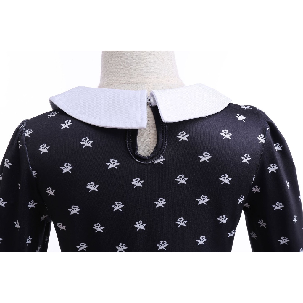 Đầm Hóa Trang Halloween Màu Đen Phong Cách Gothic Cổ Điển Cho Bé Gái 3-12 Tuổi