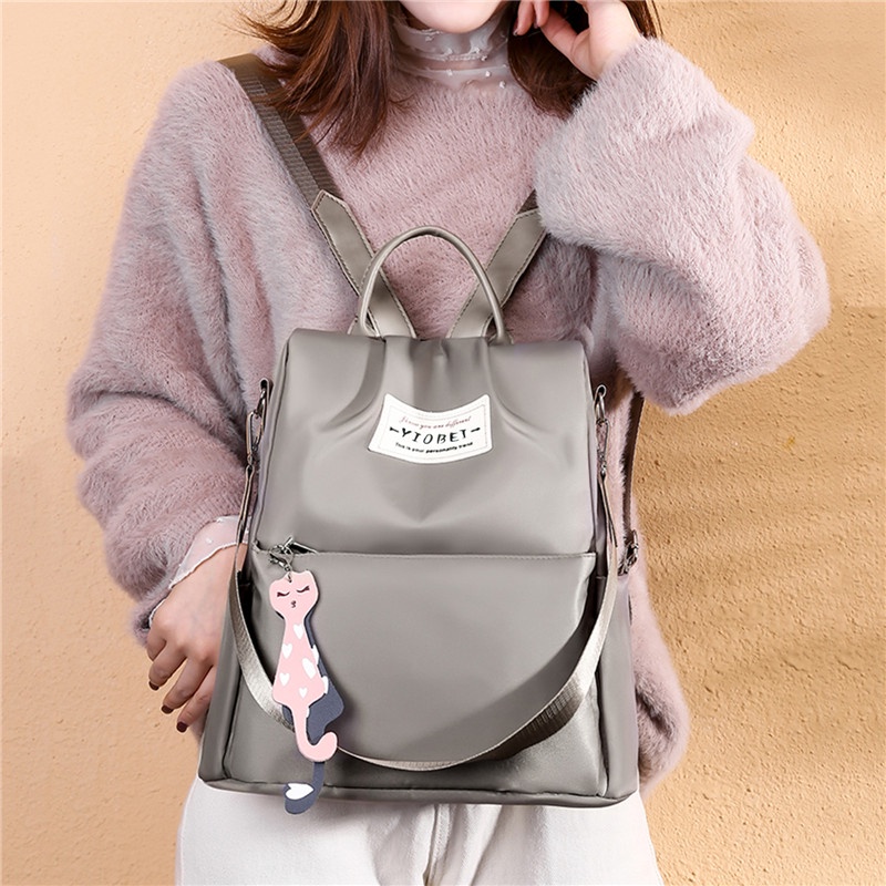 Ba Lô Học Sinh Màu Trơn Chống Thấm Nước Kích Cỡ Lớn Phong Cách Thời Trang Hàn Quốc timetunnel