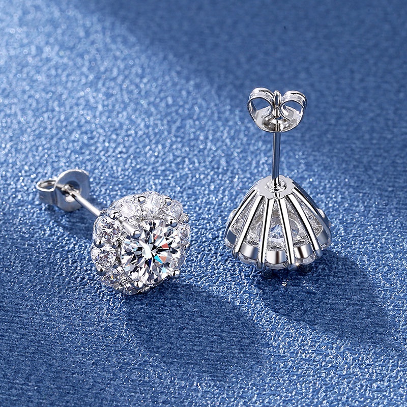 Bông Tai Hoa Hướng Dương Đính Kim Cương Trắng Sang Trọng 1 Karat