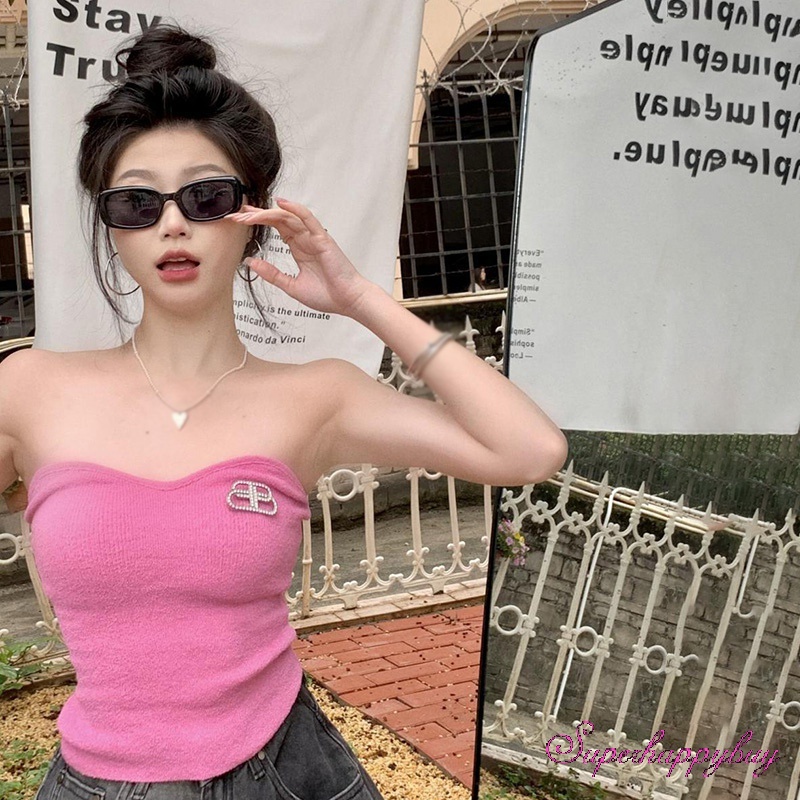 Áo Dệt Kim Không Dây Dáng Ôm Thời Trang Cho Nữ