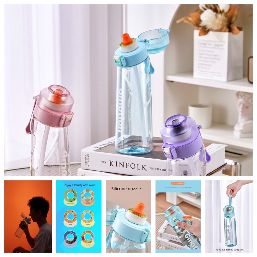 Bình Nước 650ML Kèm 0 Ống Hút 0 Ka Có Tay Cầm Tiện Lợi